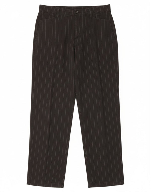 Lee Womens High Waist Casual Trousers US 14 XL W34 L32 Black Pinstripe