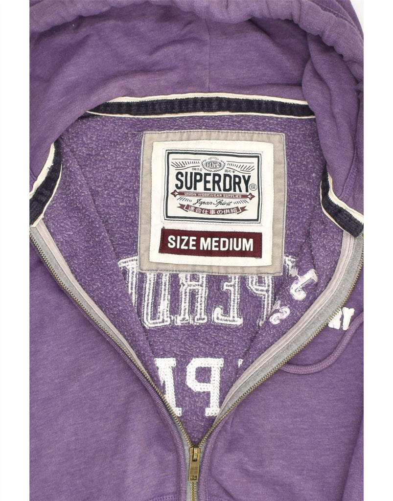 SUPERDRY Womens Graphic Zip Hoodie Sweater UK 12 Medium Purple Cotton | Vintage Superdry | Thrift | Second-Hand Superdry | Used Clothing | Messina Hembry 