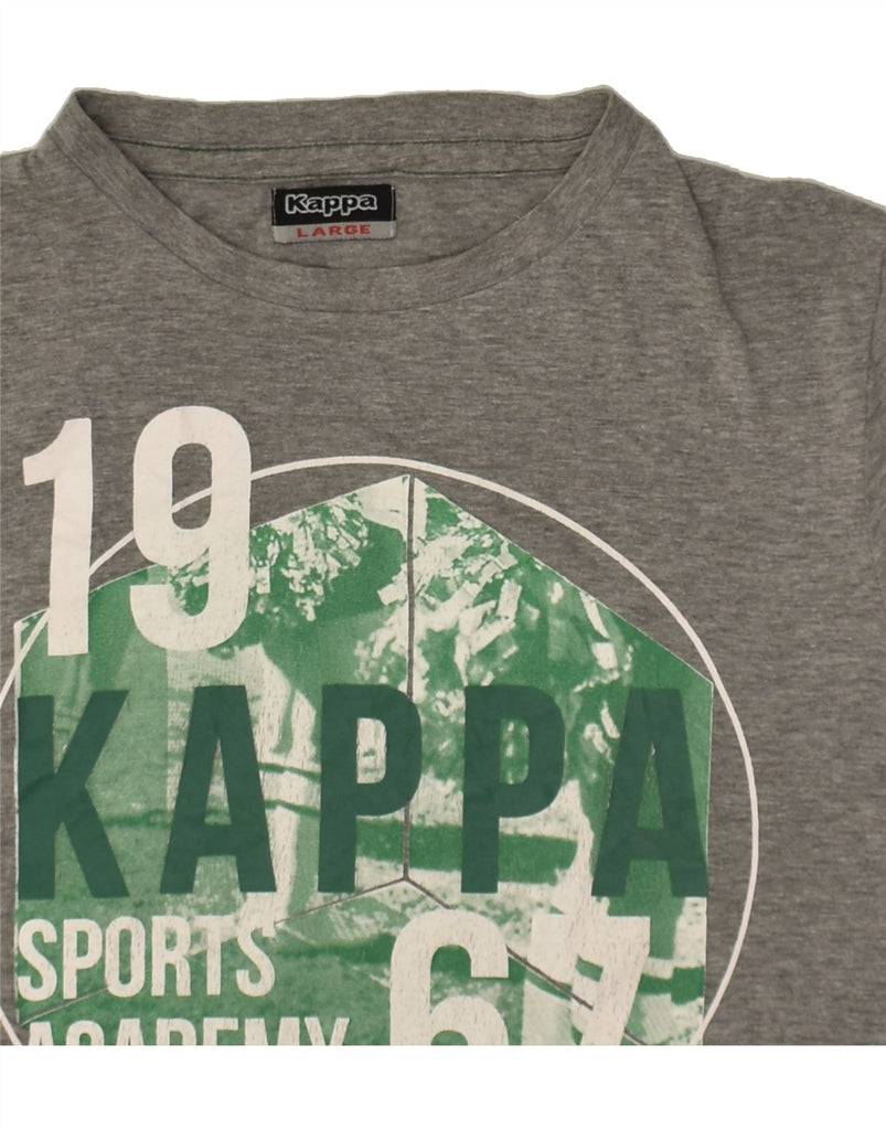 KAPPA Womens Graphic T-Shirt Top UK 16 Large Grey Cotton | Vintage Kappa | Thrift | Second-Hand Kappa | Used Clothing | Messina Hembry 