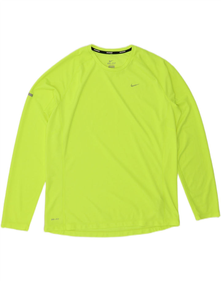 NIKE Mens Dri Fit Top Long Sleeve XL Green Polyester