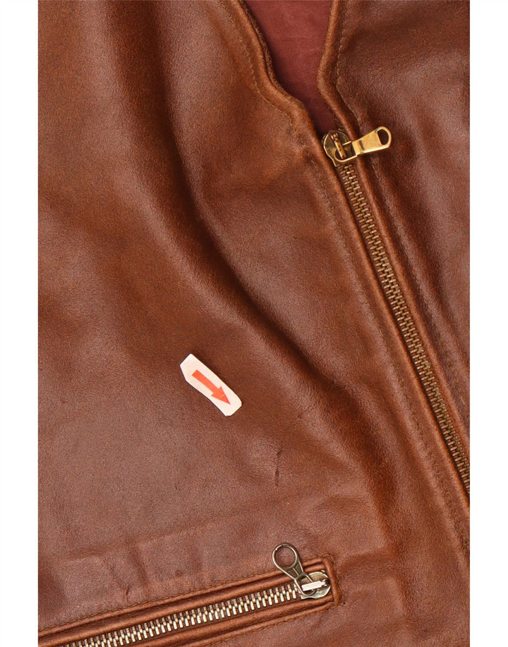 Fly Womens Leather Gilet UK 18 XL Brown Leather