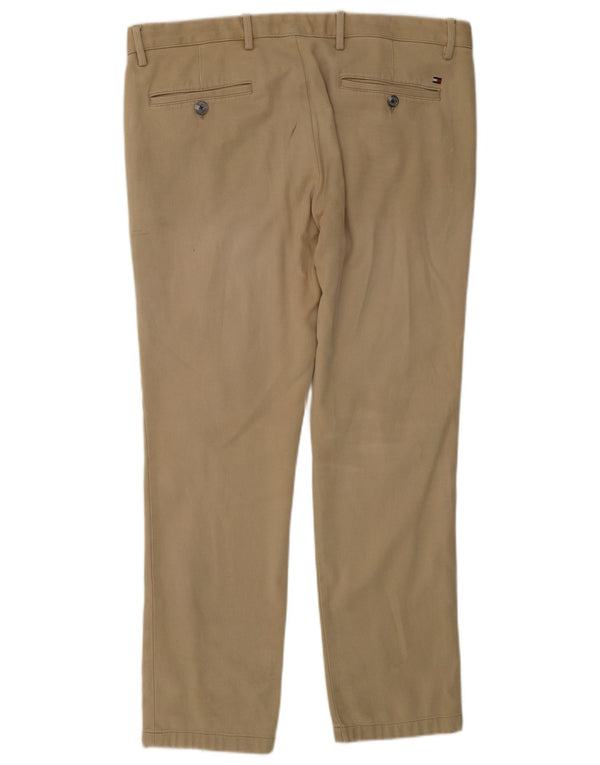 Tommy Hilfiger Mens Slim Chino Trousers W34 L30 Beige Cotton