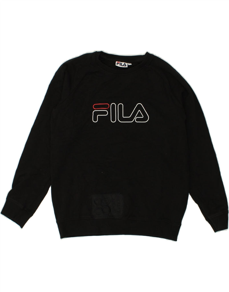 FILA Boys Sweatshirt Jumper 11-12 Years Black Cotton | Vintage Fila | Thrift | Second-Hand Fila | Used Clothing | Messina Hembry 