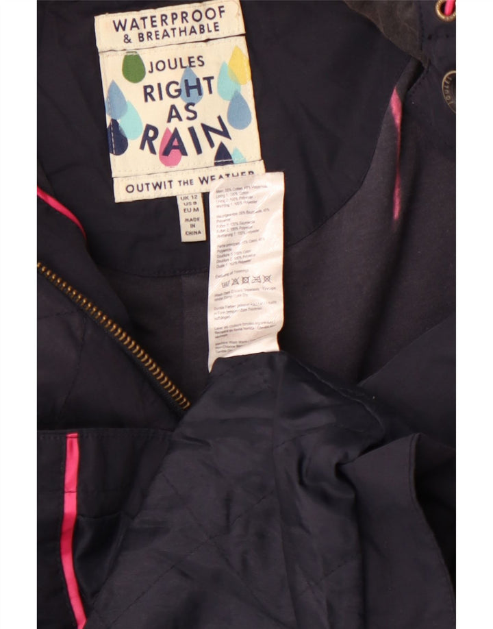 Joules Womens Hooded Raincoat UK 12 Medium Navy Blue Cotton