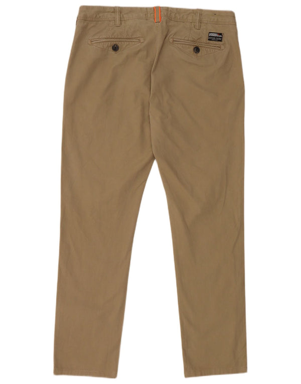 Superdry Mens Slim Chino Trousers W31 L28 Beige Cotton