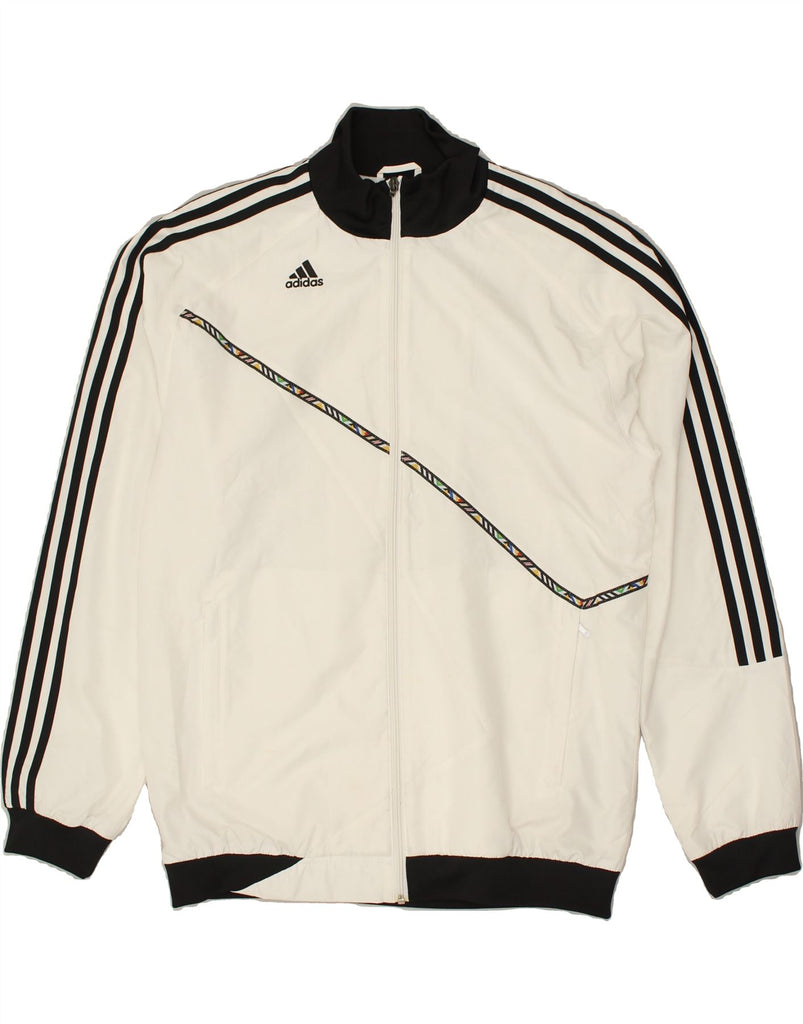 ADIDAS Mens Tracksuit Top Jacket Medium White Polyester | Vintage Adidas | Thrift | Second-Hand Adidas | Used Clothing | Messina Hembry 