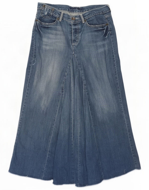 Marks & Spencer Womens Maxi Denim Skirt UK 12 Medium W30 Blue Cotton