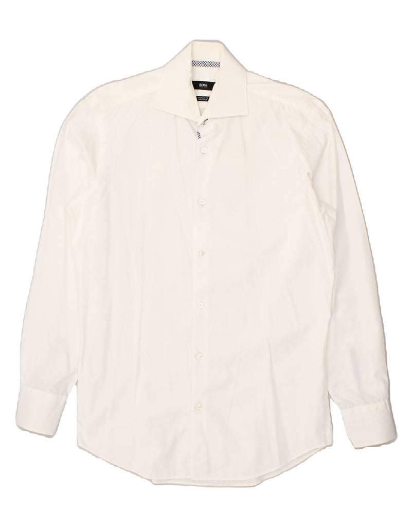 HUGO BOSS Mens Regular Fit Shirt Size 38 15 Medium White | Vintage Hugo Boss | Thrift | Second-Hand Hugo Boss | Used Clothing | Messina Hembry 