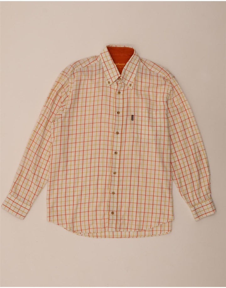 Barbour Mens Shirt XL Orange Check Cotton