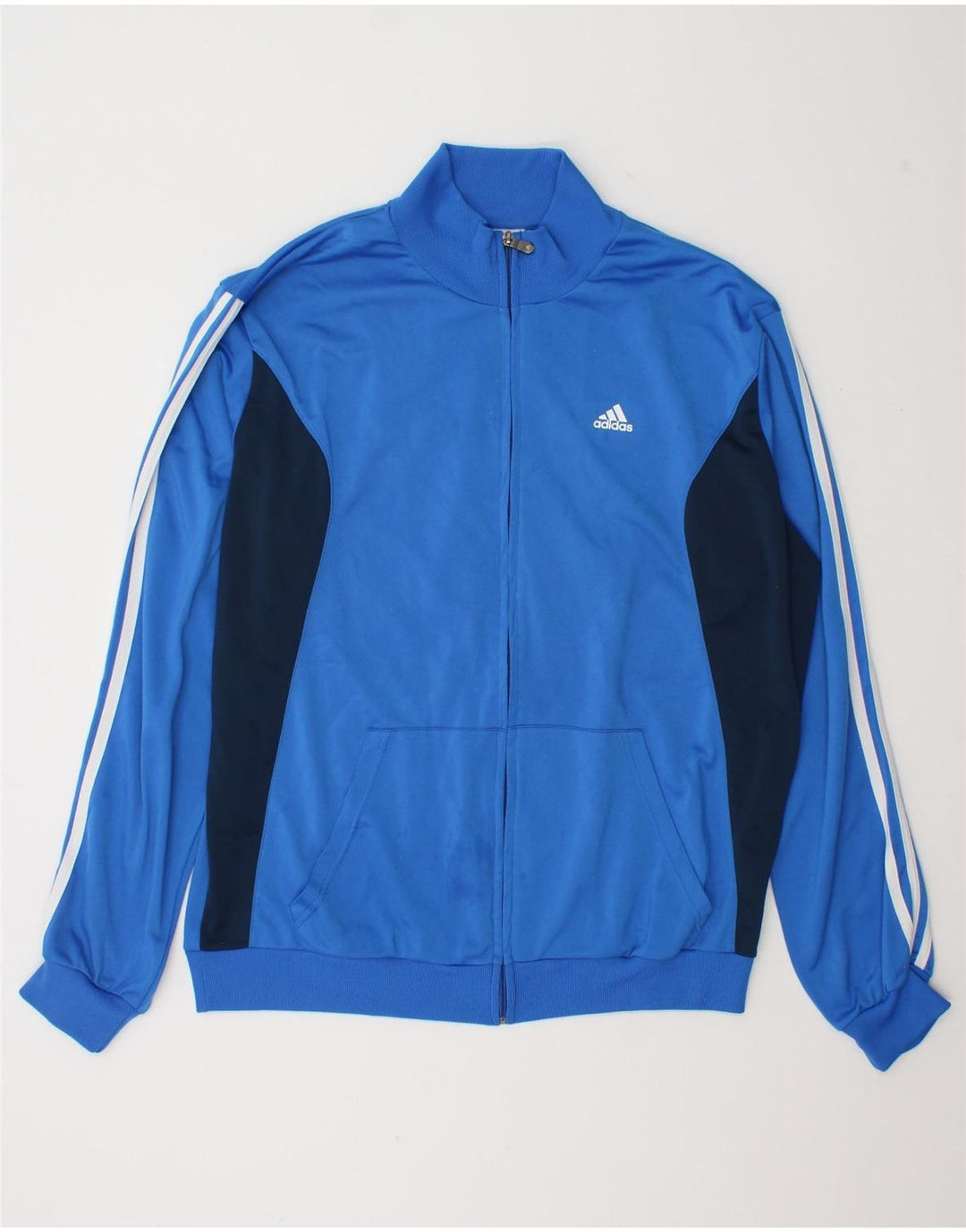 Adidas Mens Tracksuit Top Jacket UK 48/50 XL Blue Colourblock Polyester