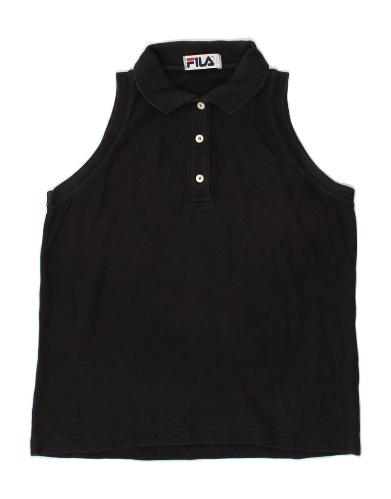 FILA Womens Sleeveless Polo Shirt EU 36 Small Black Cotton | Vintage Fila | Thrift | Second-Hand Fila | Used Clothing | Messina Hembry 