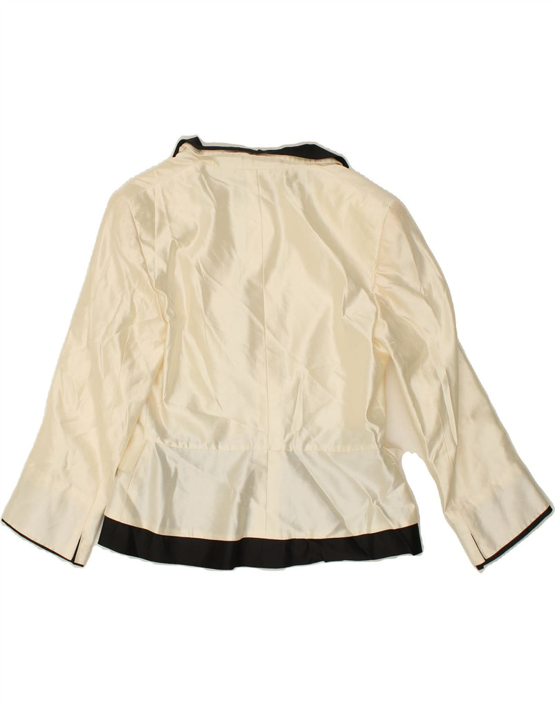 VINTAGE Womens Blazer Jacket IT 46 Large Off White Silk Vintage Vintage and Second-Hand Vintage from Messina Hembry 