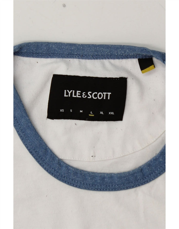 LYLE & SCOTT Mens T-Shirt Top Large White Cotton