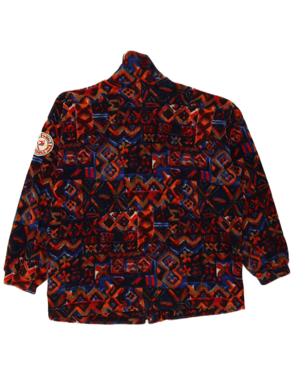 Vintage Mens Loose Fit Fleece Jacket UK 36 Small Multicoloured Geometric