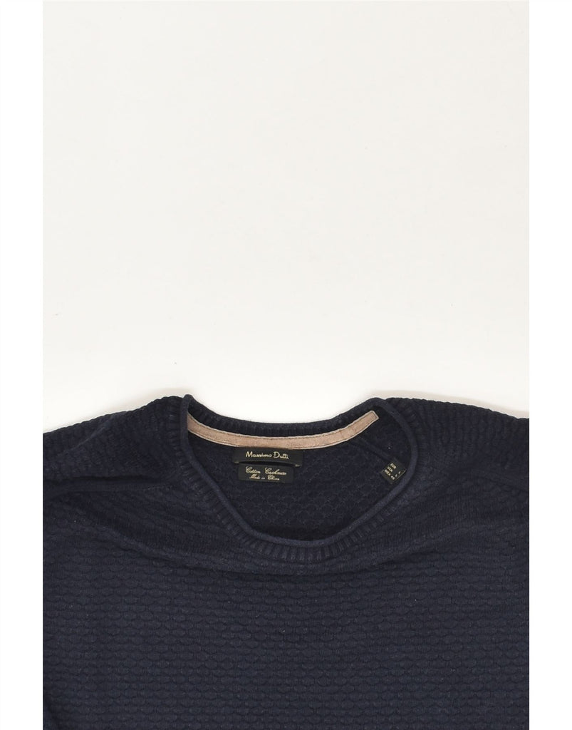 MASSIMO DUTTI Mens Crew Neck Jumper Sweater Large Navy Blue Cotton | Vintage Massimo Dutti | Thrift | Second-Hand Massimo Dutti | Used Clothing | Messina Hembry 