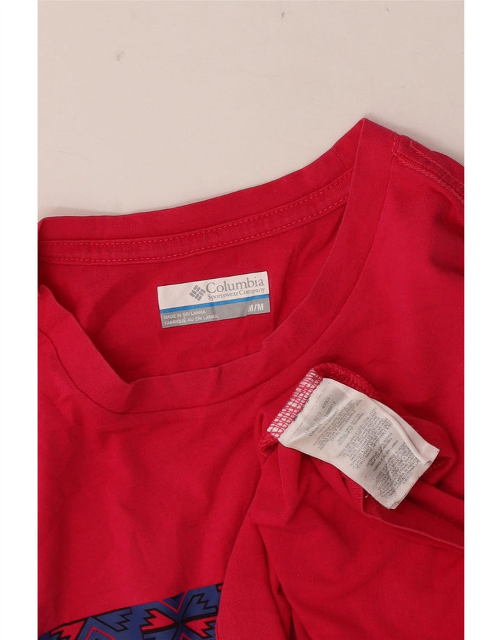 Columbia Mens Graphic T-Shirt Top Medium Pink Cotton