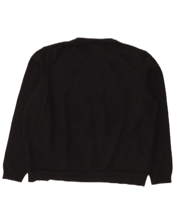 Hugo Boss Womens Crop Crew Neck Jumper Sweater UK 22 3XL Black Wool