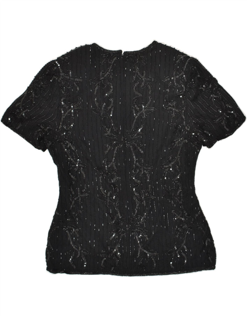 PAPELL BOUTIQUE Womens Blouse Top UK 14 Medium Black Silk | Vintage Papell Boutique | Thrift | Second-Hand Papell Boutique | Used Clothing | Messina Hembry 