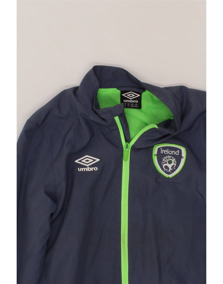 UMBRO Boys Ireland Tracksuit Top Jacket 11-12 Years Large Navy Blue Vintage Umbro and Second-Hand Umbro from Messina Hembry 