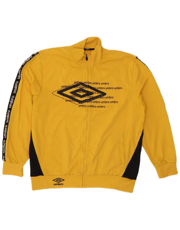 Umbro Mens Graphic Tracksuit Top Jacket 2XL Yellow Colourblock Cotton