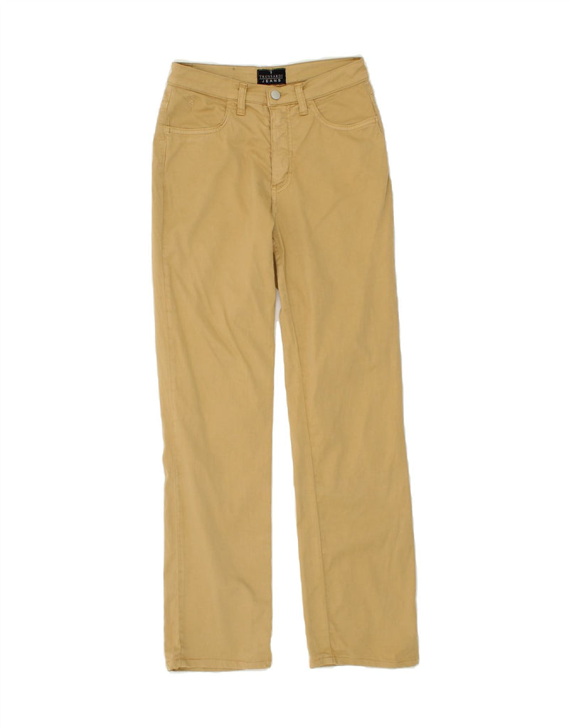 TRUSSARDI Womens Slim Casual Trousers W27 L29  Brown Cotton Vintage Trussardi and Second-Hand Trussardi from Messina Hembry 