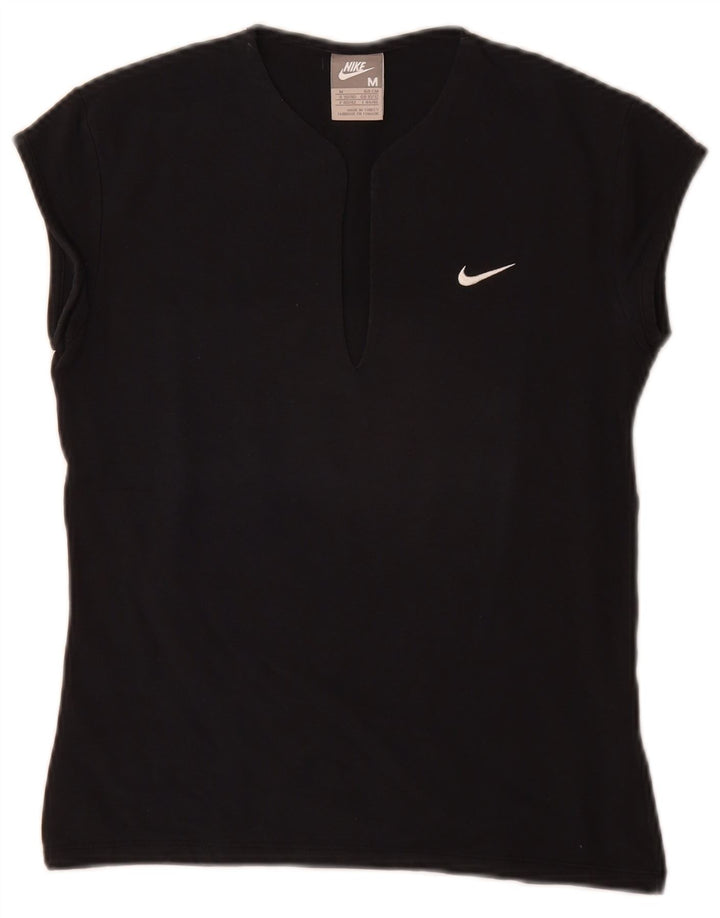 Nike Womens T-Shirt Top UK 10/12 Medium Black Cotton