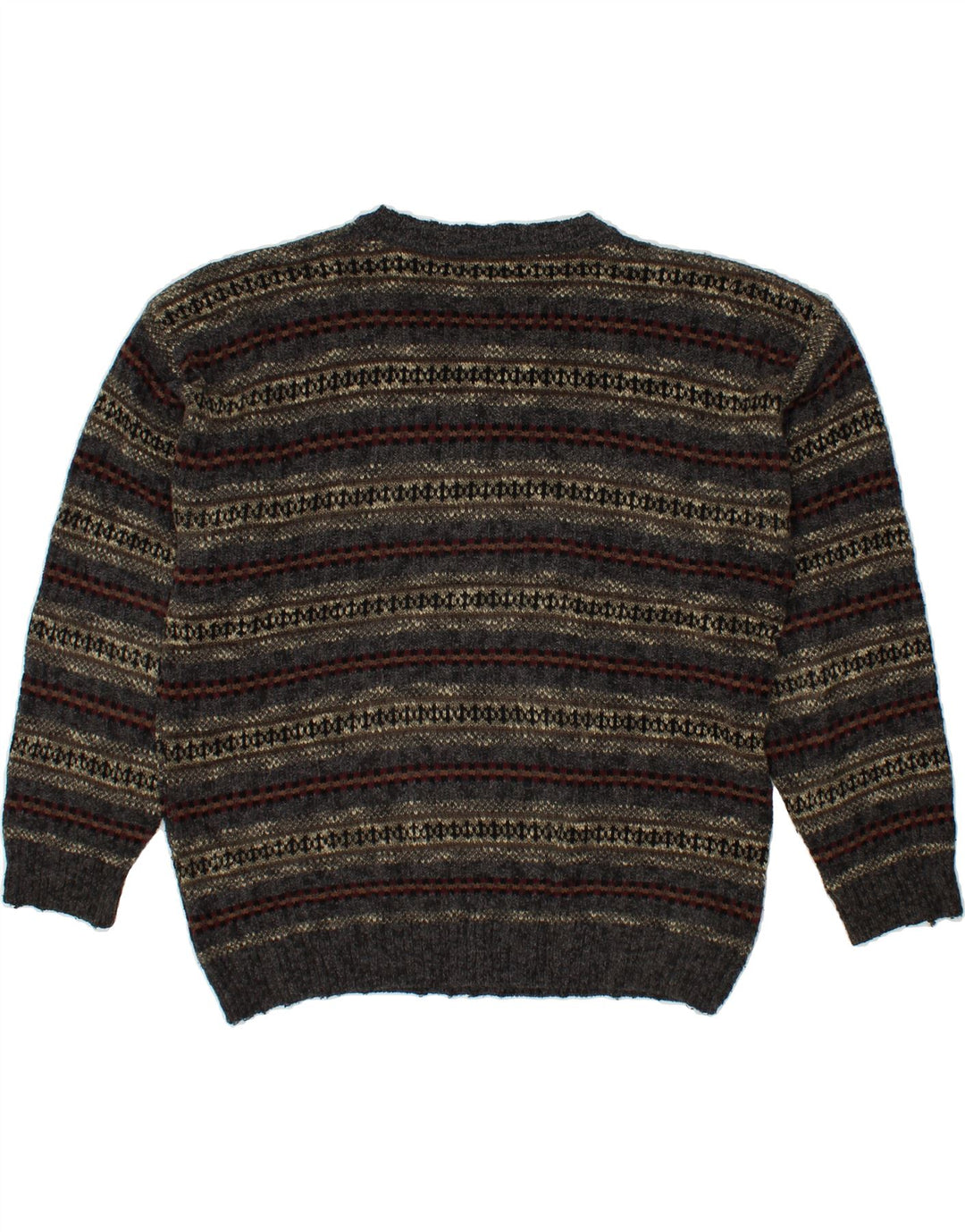 DOCKERS Mens Crew Neck Jumper Sweater Medium Grey Fair Isle Acrylic