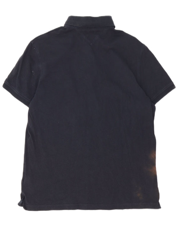 Tommy Hilfiger Mens Regular Fit Polo Shirt Large Navy Blue Cotton