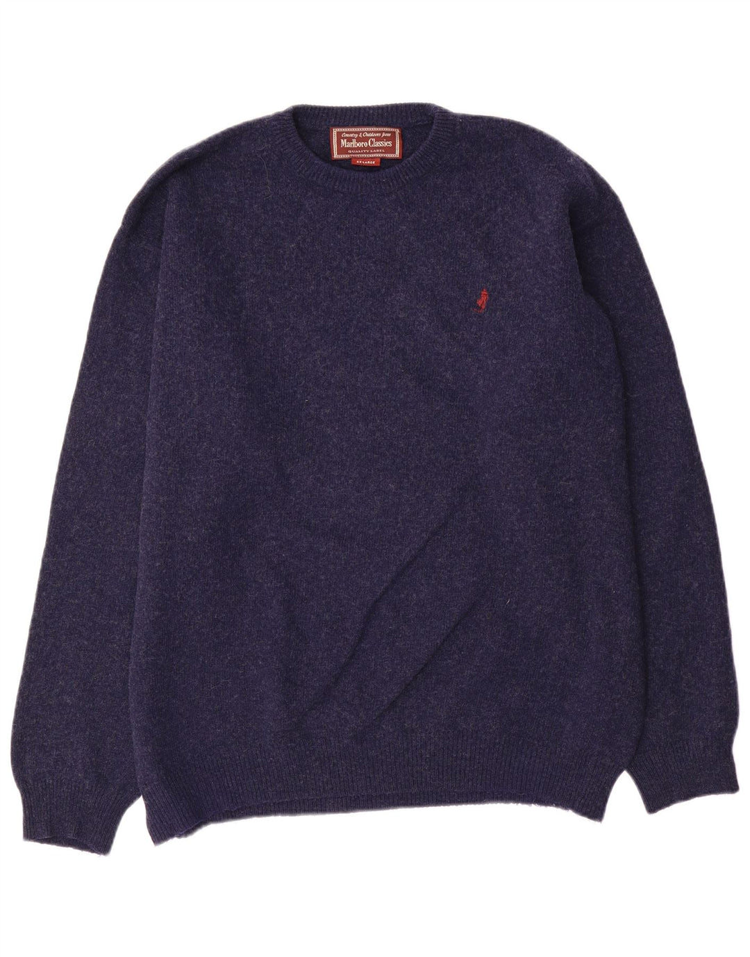 Marlboro Classics Mens Crew Neck Jumper Sweater 2XL Navy Blue Wool