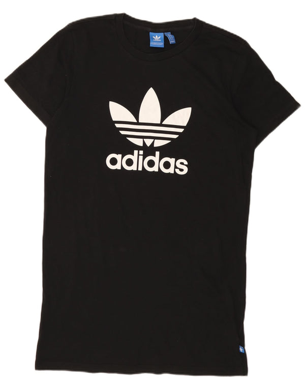 Adidas Womens Graphic T-Shirt Dress UK 10 Small Black Cotton
