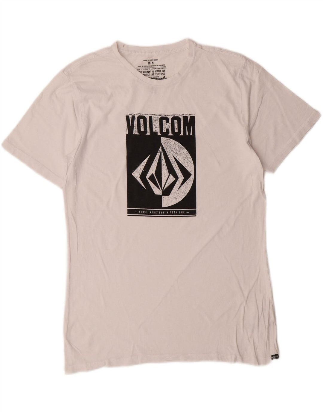 Volcom Mens Modern Fit Graphic T-Shirt Top Medium White Cotton