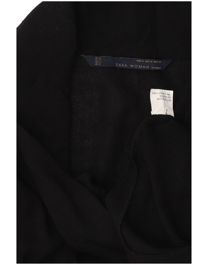 Zara Womens Cardigan Sweater UK 14 Medium Black Viscose