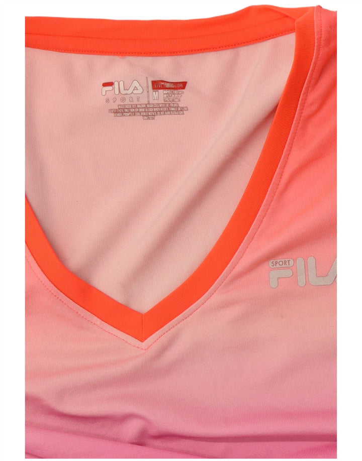 FILA Womens T-Shirt Top UK 12 Medium Pink Colourblock