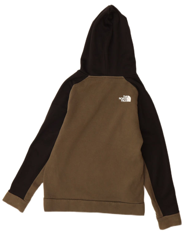 The North Face Boys Hoodie Jumper 11-12 Years Large Khaki Colourblock
