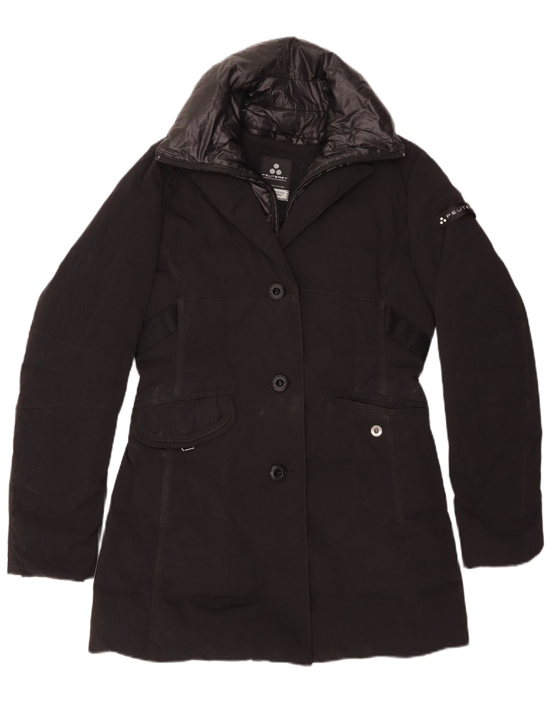 PEUTEREY Womens Padded Coat IT 42 Medium Black Polyamide