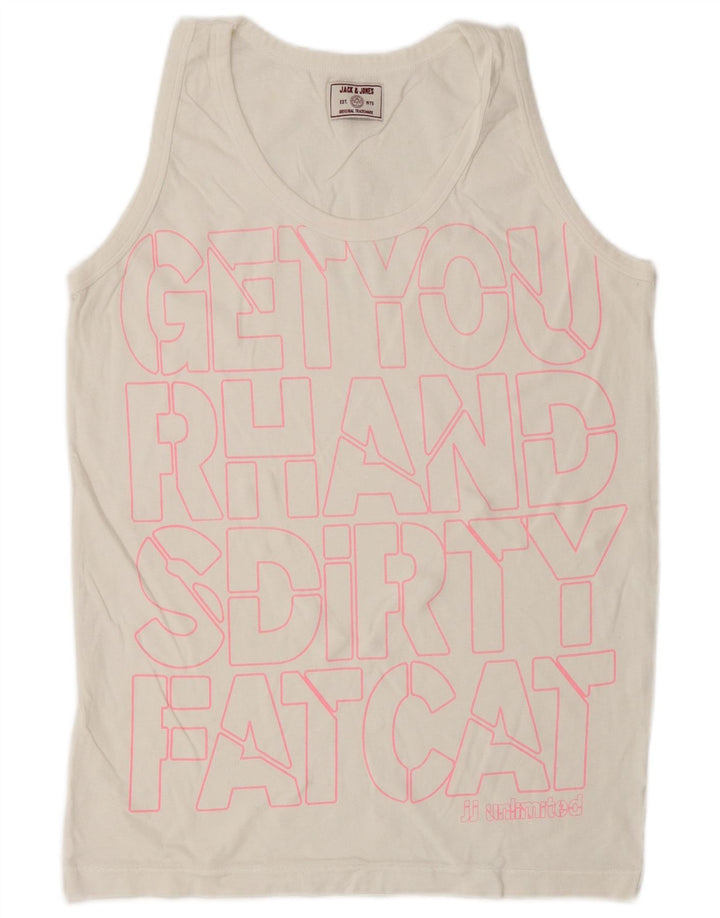 Jack & Jones Mens Graphic Vest Top Small White