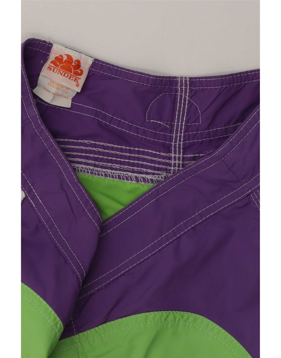 Sundek Womens Swimming Shorts UK 10 Small Green Colourblock Polyester