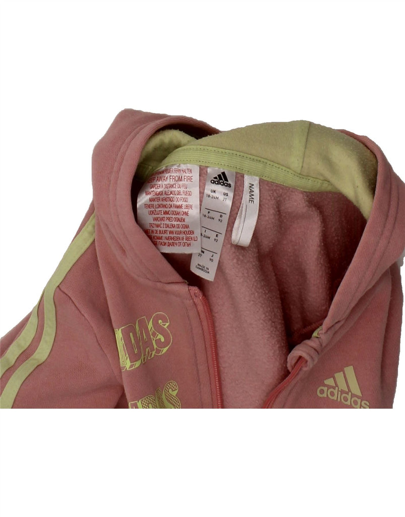 ADIDAS Baby Girls Graphic Zip Hoodie Sweater 18-24 Months Pink Cotton Vintage Adidas and Second-Hand Adidas from Messina Hembry 