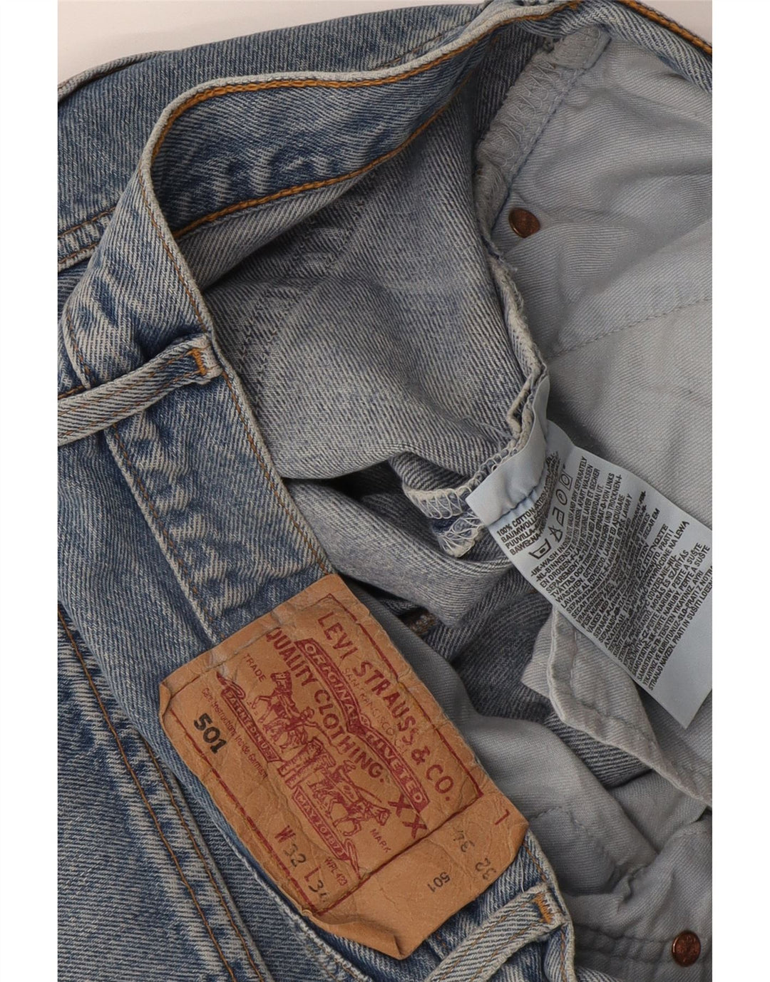 Levi's Mens 501 Straight Jeans W32 L34 Blue Cotton