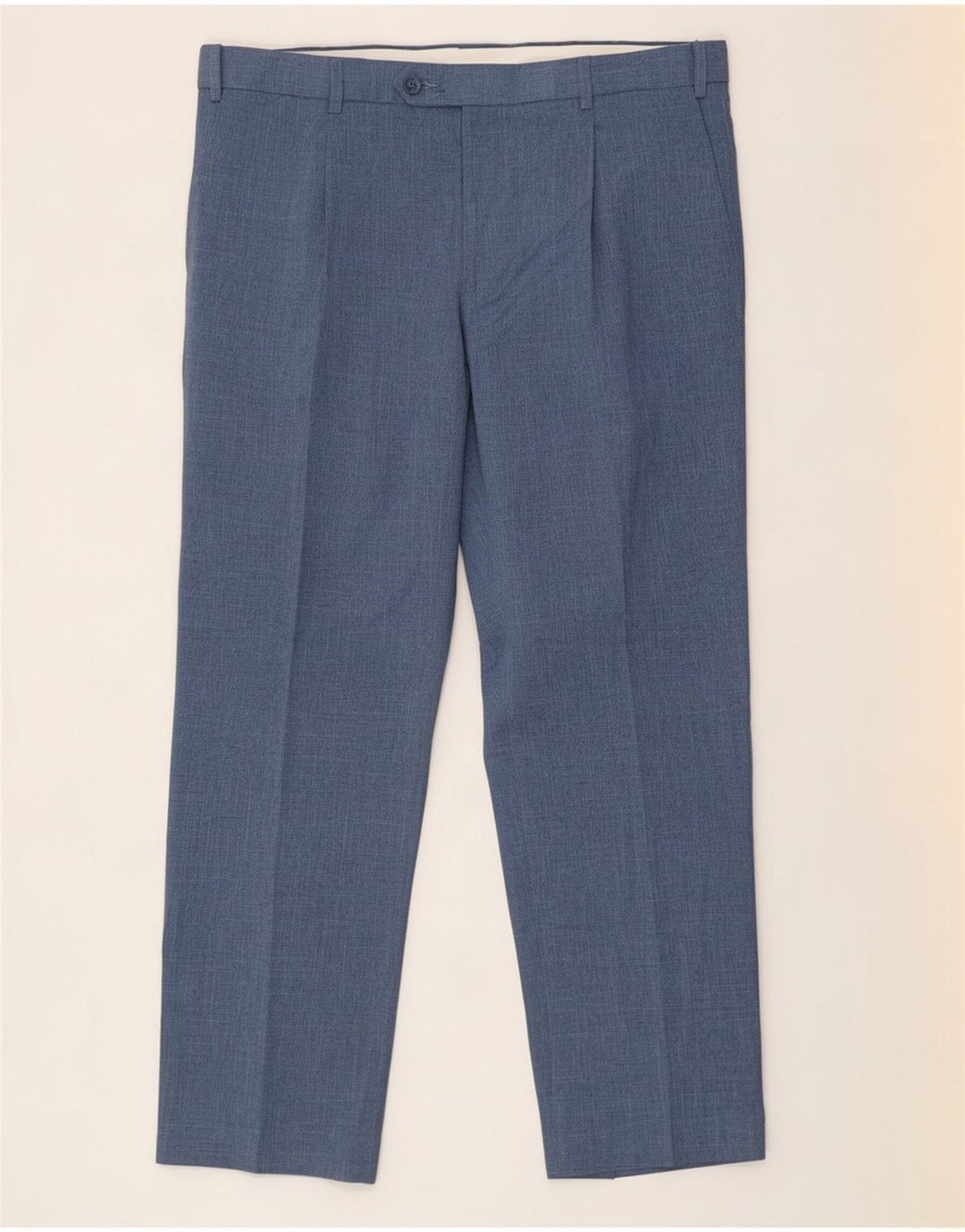Marks & Spencer Mens Regular Fit Suit Trousers W38 L31 Blue Polyester