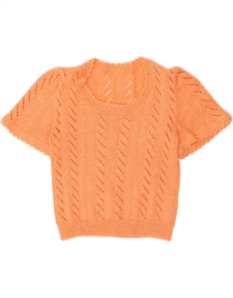 VINTAGE Womens Short Sleeve Crew Neck Jumper Sweater UK 8 Small Orange | Vintage Vintage | Thrift | Second-Hand Vintage | Used Clothing | Messina Hembry 