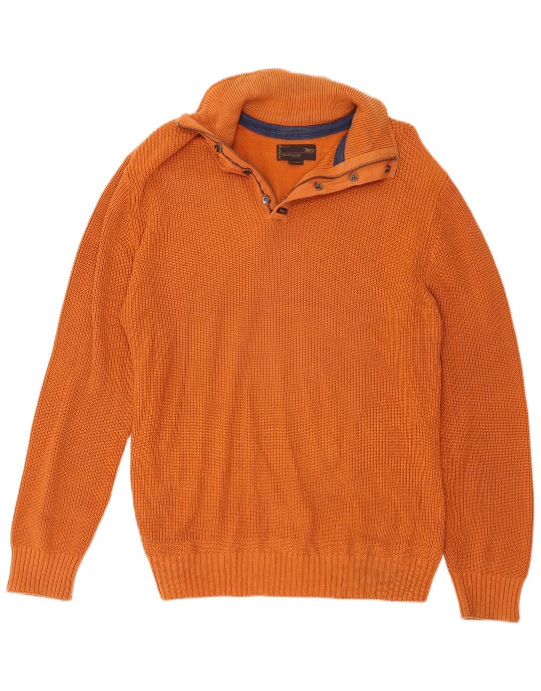 Marlboro Classics Mens Zip Neck Jumper Sweater 2XL Orange Cotton