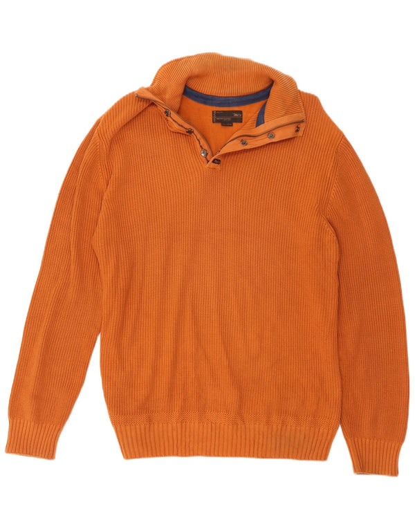 Marlboro Classics Mens Zip Neck Jumper Sweater 2XL Orange Cotton