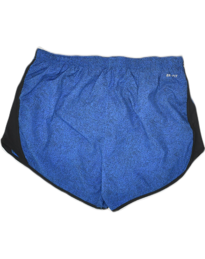 NIKE Womens Dri Fit Sport Shorts UK 14 Medium Blue Spotted Nylon | Vintage Nike | Thrift | Second-Hand Nike | Used Clothing | Messina Hembry 