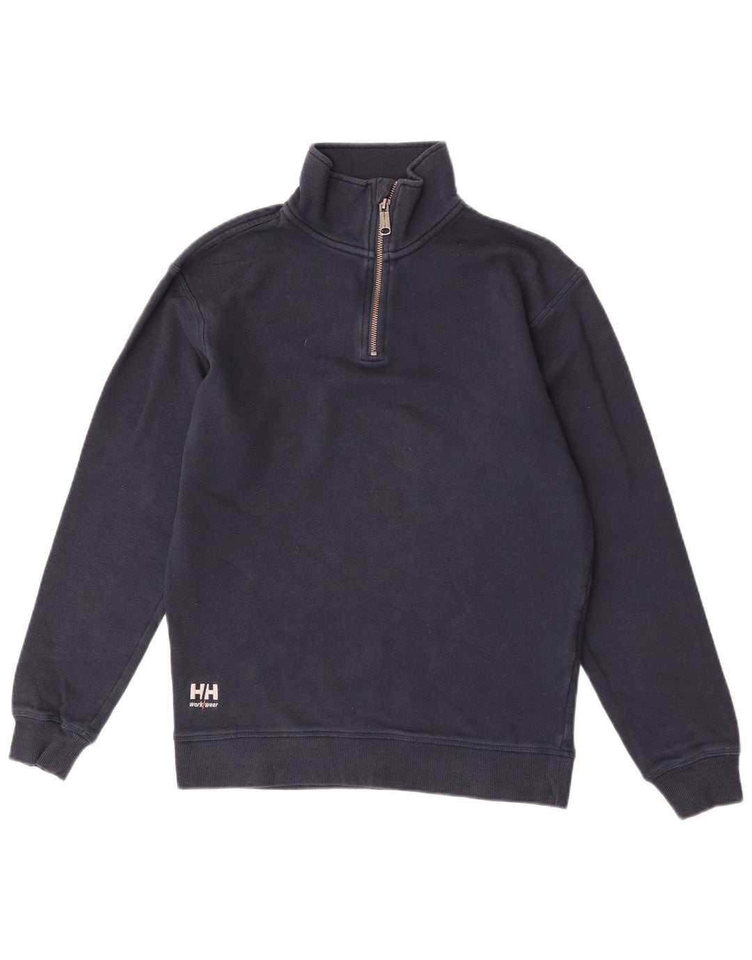 Helly Hansen Mens Zip Neck Sweatshirt Jumper Medium Navy Blue Cotton