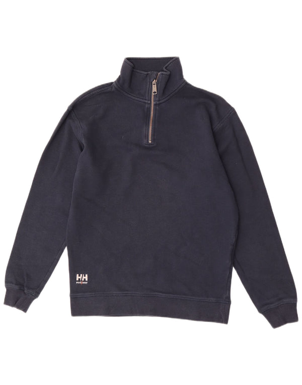 Helly Hansen Mens Zip Neck Sweatshirt Jumper Medium Navy Blue Cotton