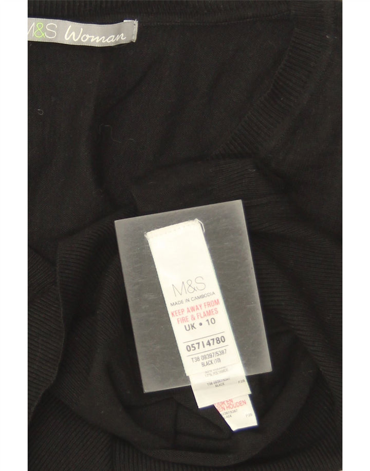Marks & Spencer Womens V-Neck Jumper Sweater UK 10 Small  Black Viscose
