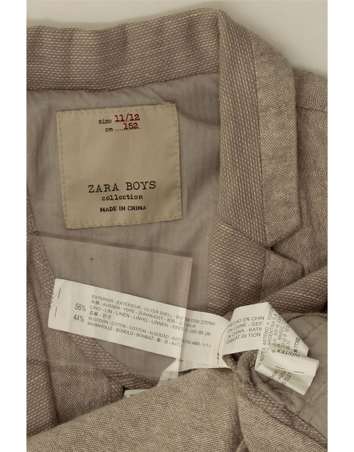 Zara Boys 2 Button Blazer Jacket 11-12 Years Beige Linen
