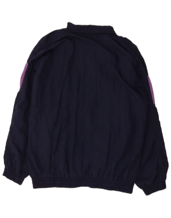 Vintage Mens Tracksuit Top Jacket XL Navy Blue Colourblock Polyamide