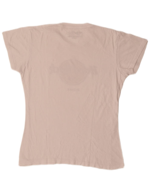 Hard Rock Cafe Womens Rome Graphic T-Shirt Top UK 14 Large Off White Cotton